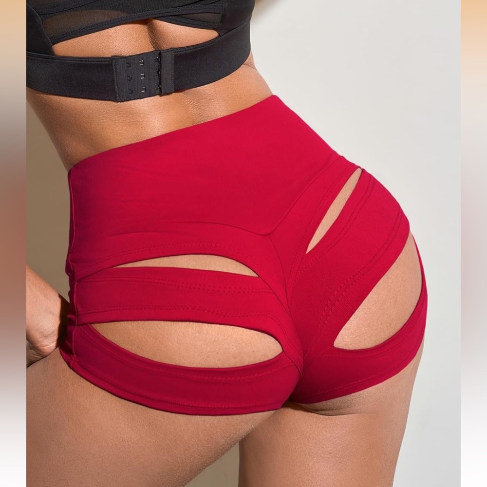 BZB Women's Red Cut-Out Shorts